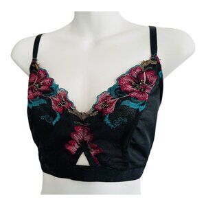 Torrid Black Sheer Floral Lace Bralette Size 1X Adjustable Straps 36DD 38D 40C